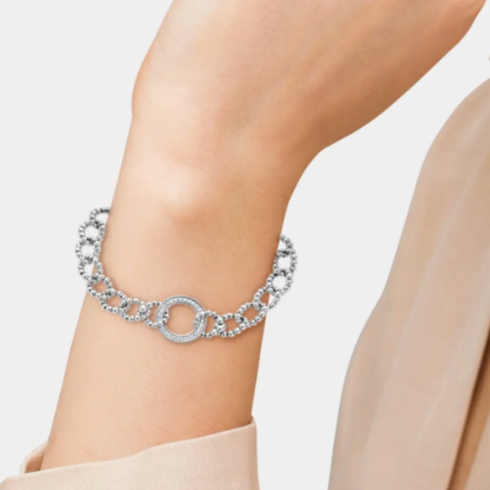 Caviar Spark Circle Diamond Link Bracelet from Lagos Sz 7 - Picture 4 of 13